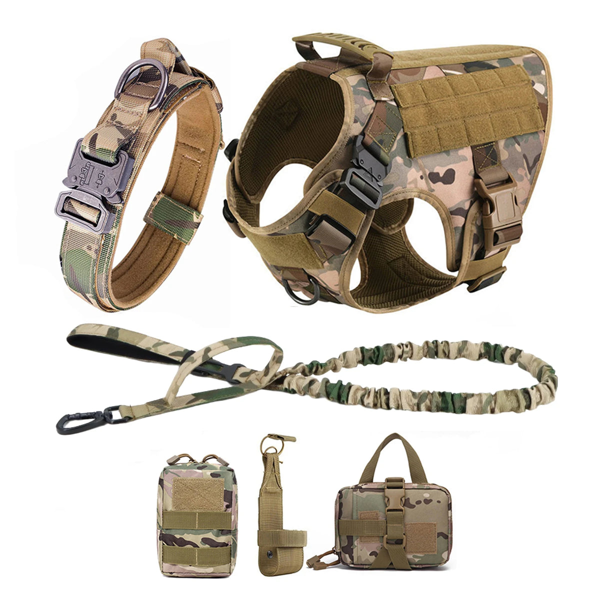 Nylon Tactical Dog Harness With Molle Pouches And Quick Release