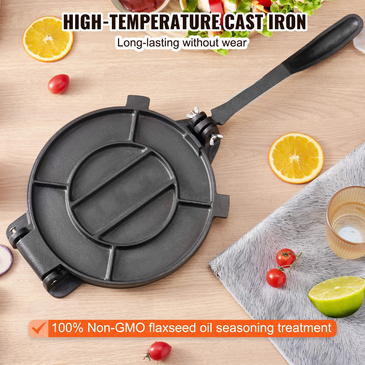 VEVOR Cast Iron Tortilla Press Heavy Duty Dough Maker