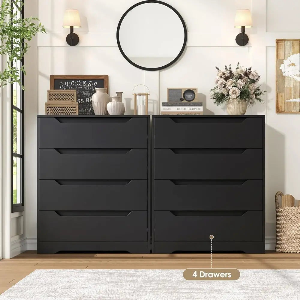 Lism Modern Engineered Wood Four Drawer Dresser With Storage