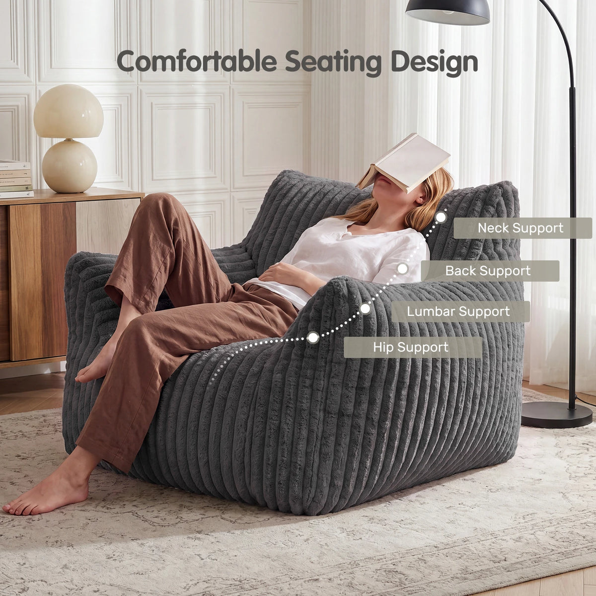 MCQ Memory Foam Bean Bag Sofa Recliner For Living Rooms