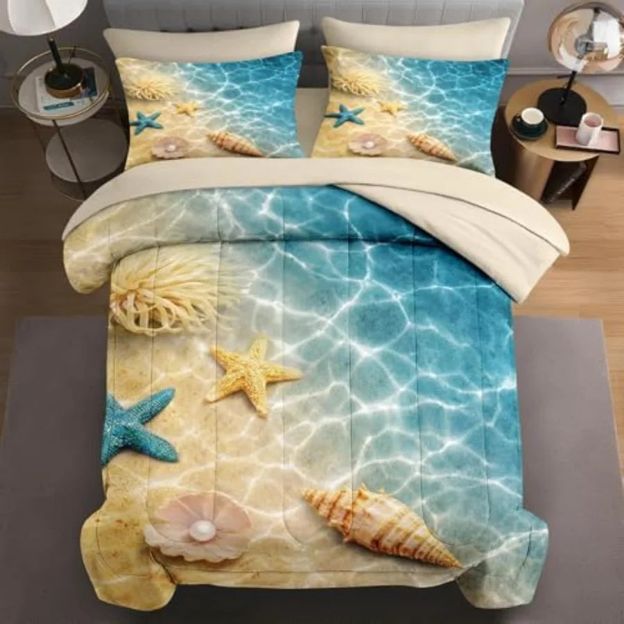 Mid Century Modern Comforter Set With Sun Leaf Pattern