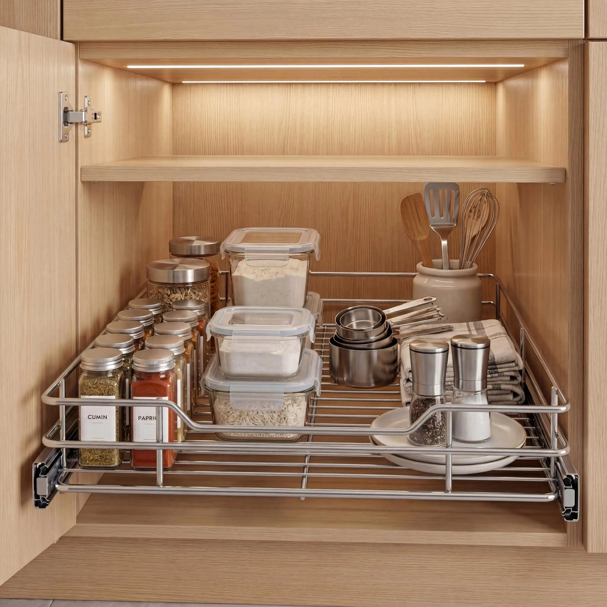 HiMISS Heavy Duty Stainless Steel Pull Out Cabinet Organizer