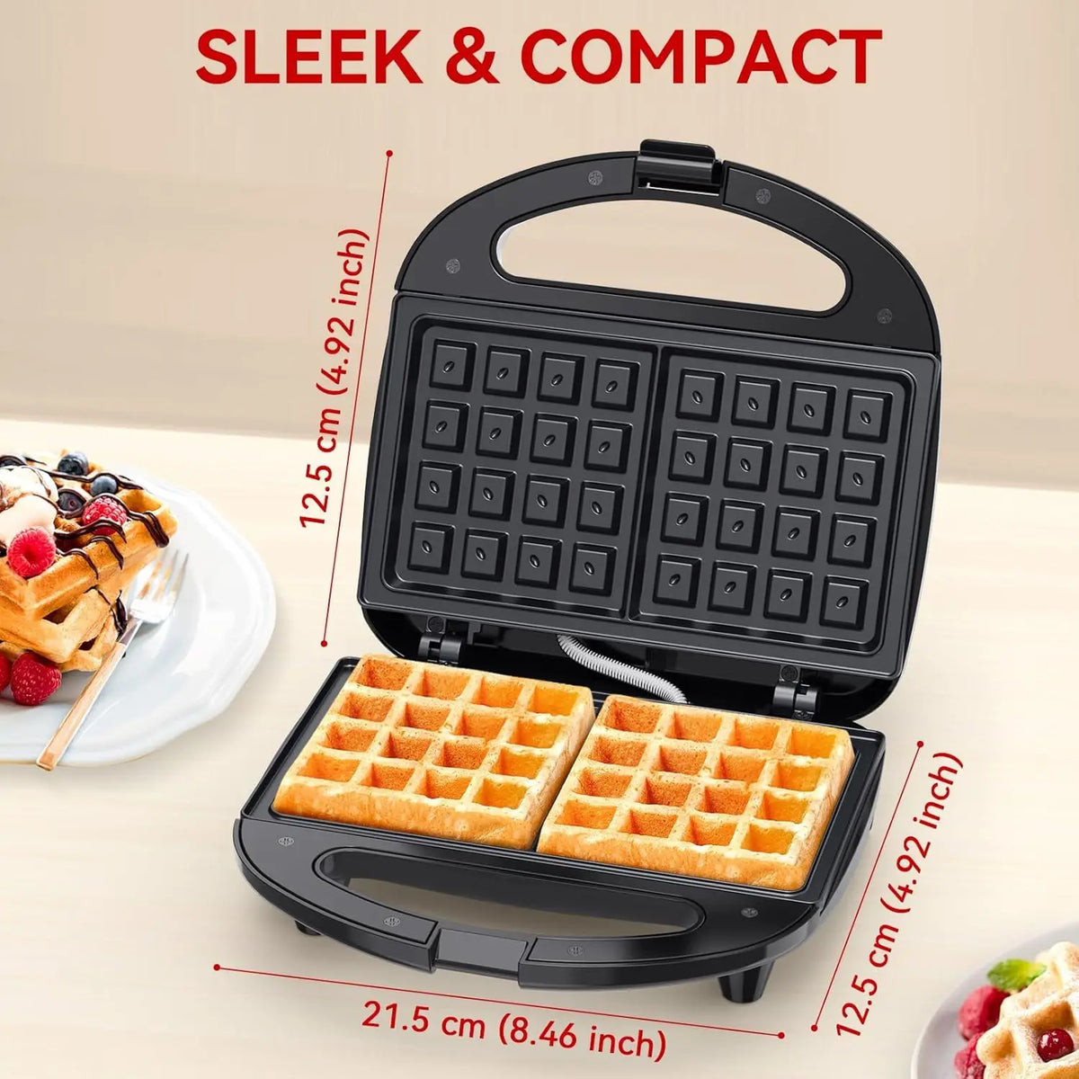 Ostba Belgian Waffle Iron With Indicator Lights And Nonstick Surface