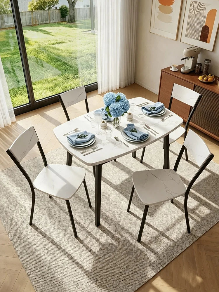 HiMISS 5 Piece Dining Table Set With Wooden Storage Shelf