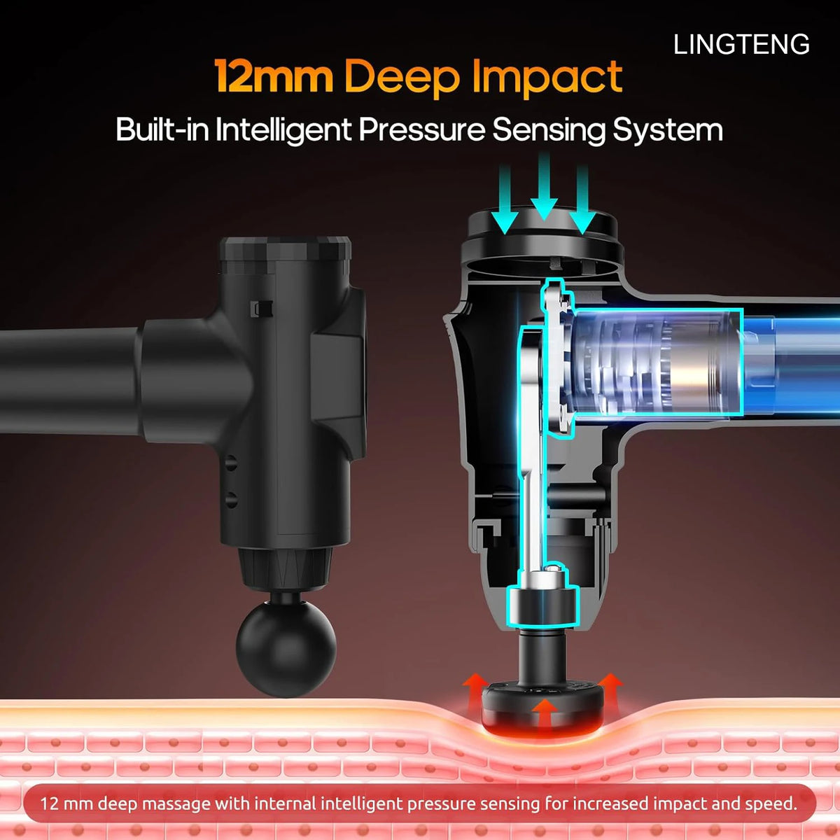 LingTENG Deep Tissue Silent Muscle Percussion Massage Gun