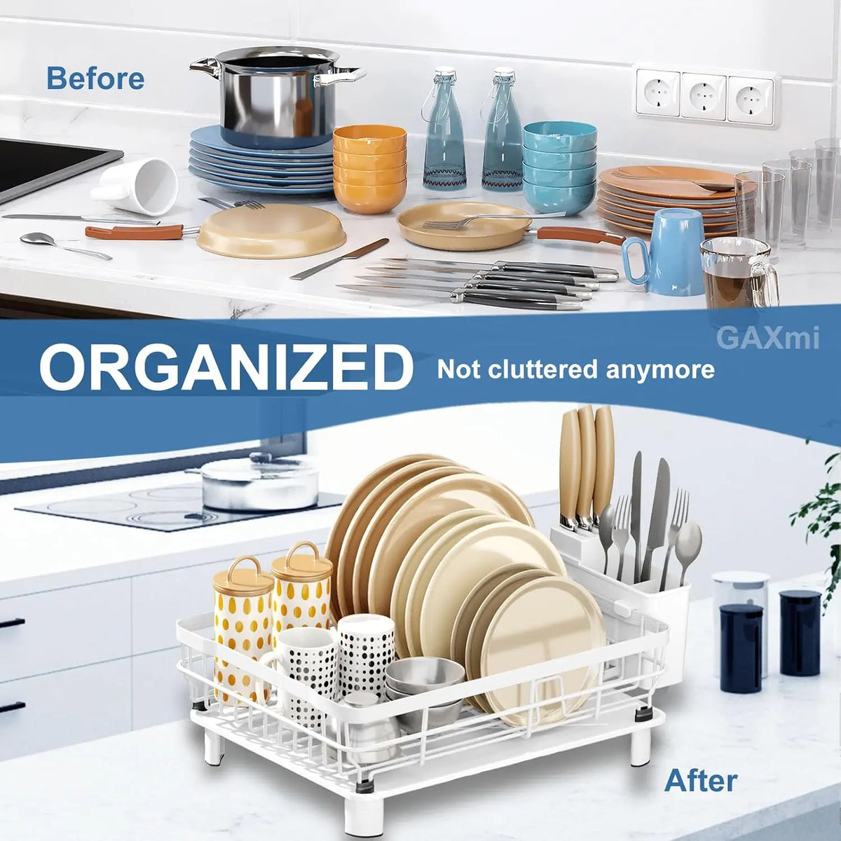 NBVCX Metal Dish Drying Rack With Drainboard For Kitchen Countertop