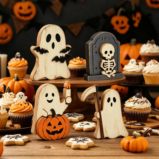 Halloween Ghost Tiered Tray Spooky Home Decor Accessories