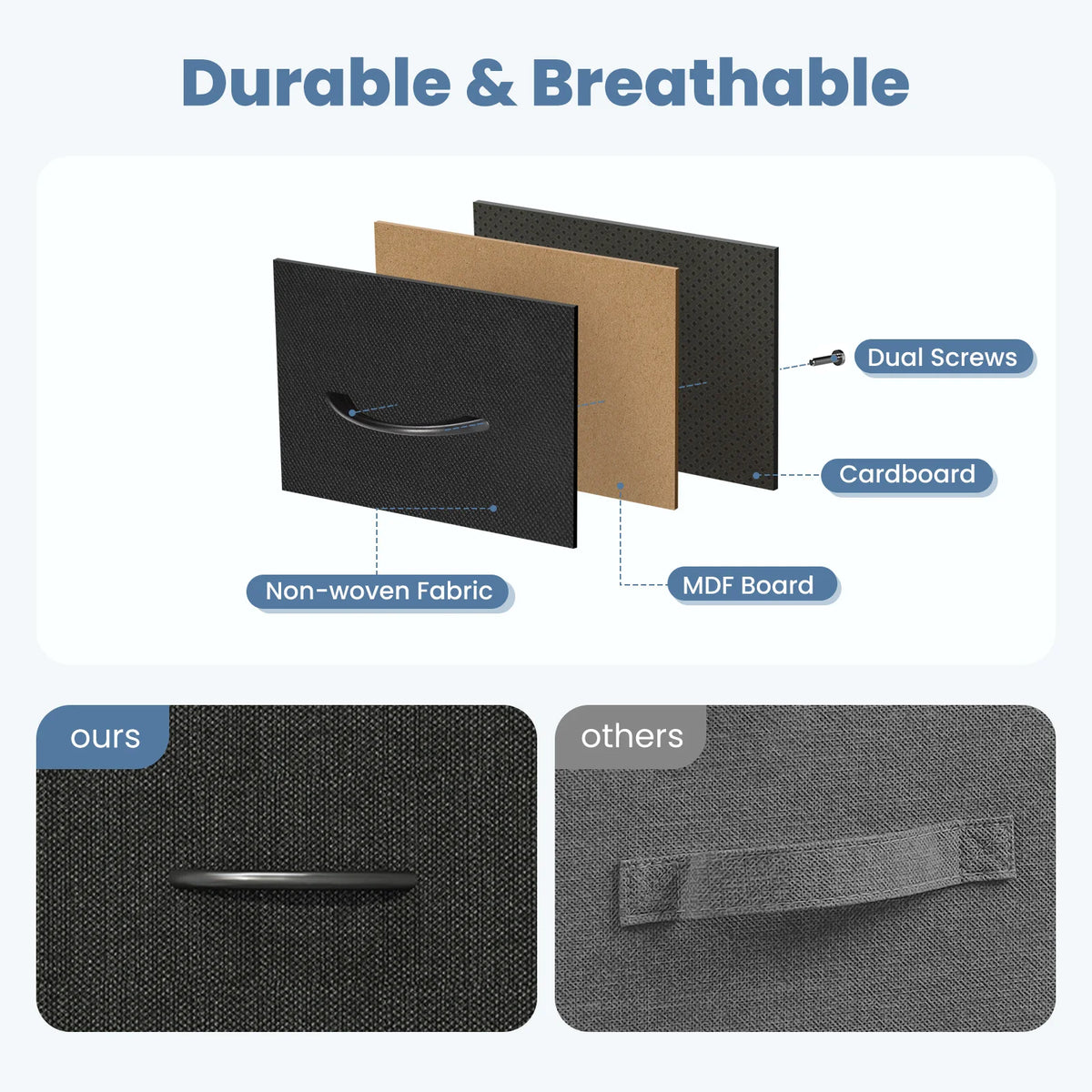 JHK Modern Fabric Drawers Dresser With Metal Frame Storage Tower