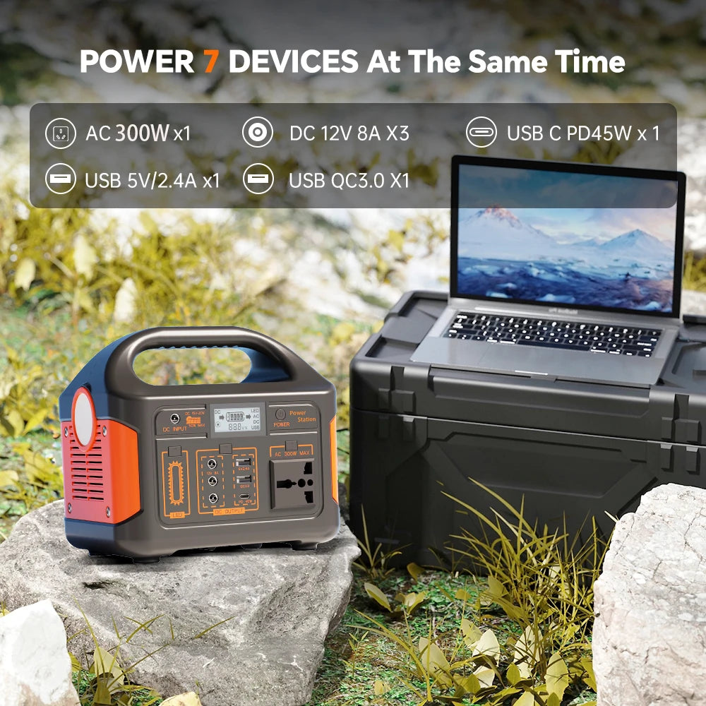 GaiaRay 300W Portable Power Station With AC Outlet LED Light