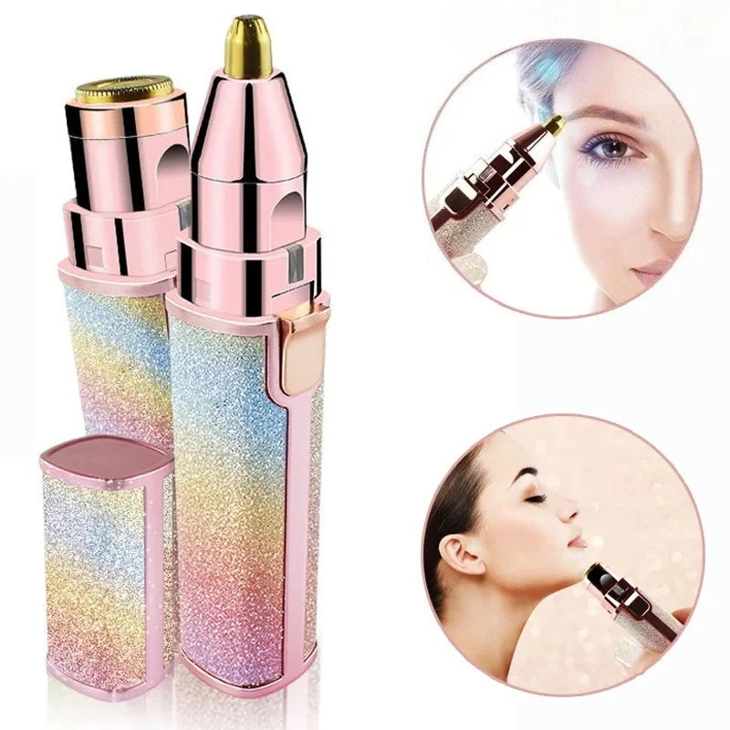 USB Rechargeable 2 In 1 Facial Hair Remover Eyebrow Trimmer