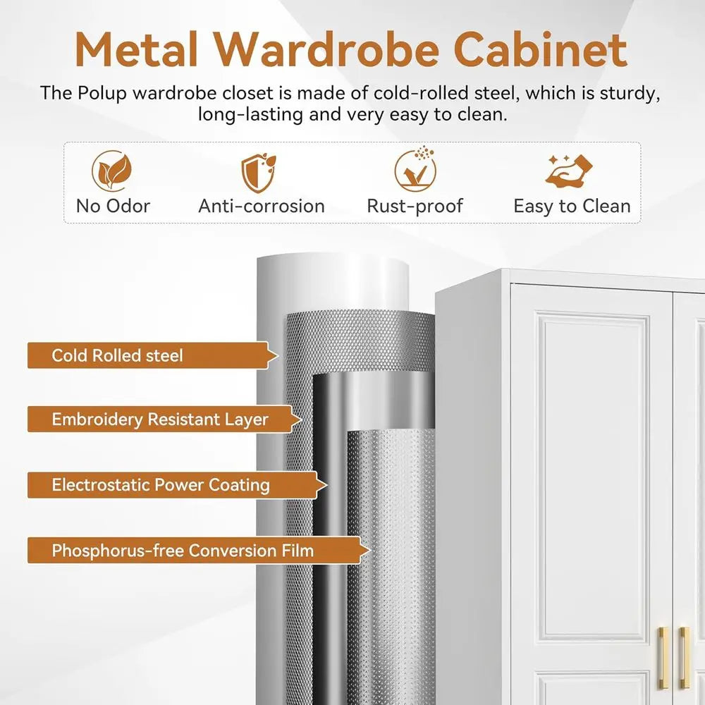 Lism Metal Armoire Wardrobe Cabinet With Doors And Shelves