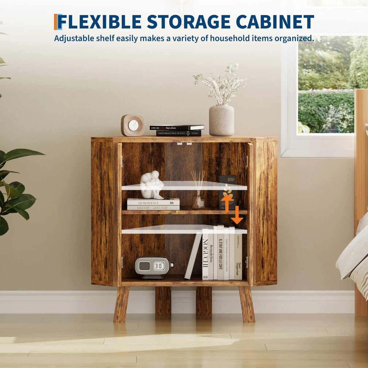HiMISS Farmhouse Corner Storage Cabinet With Adjustable Shelf