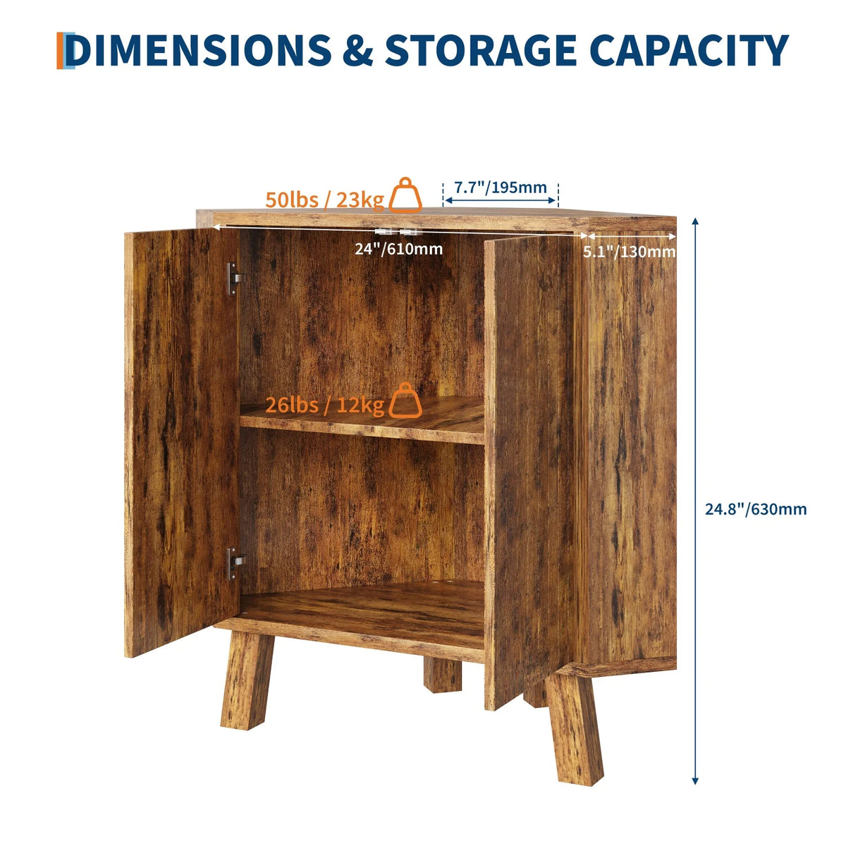 HiMISS Farmhouse Corner Storage Cabinet With Adjustable Shelf