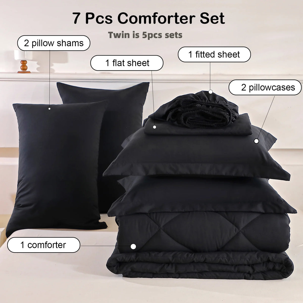 Easyyum Quilted Polyester Bedding Set With Comforter Sheet And Pillowcases