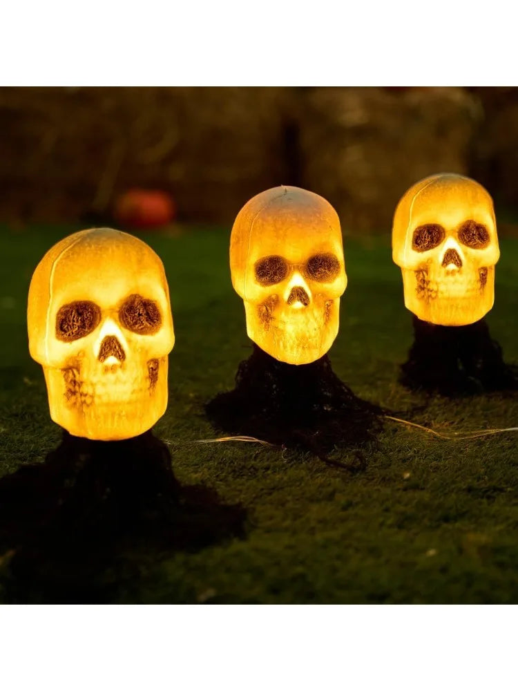 Light Up Halloween Skeleton Skull Stakes Outdoor Lawn Decorations