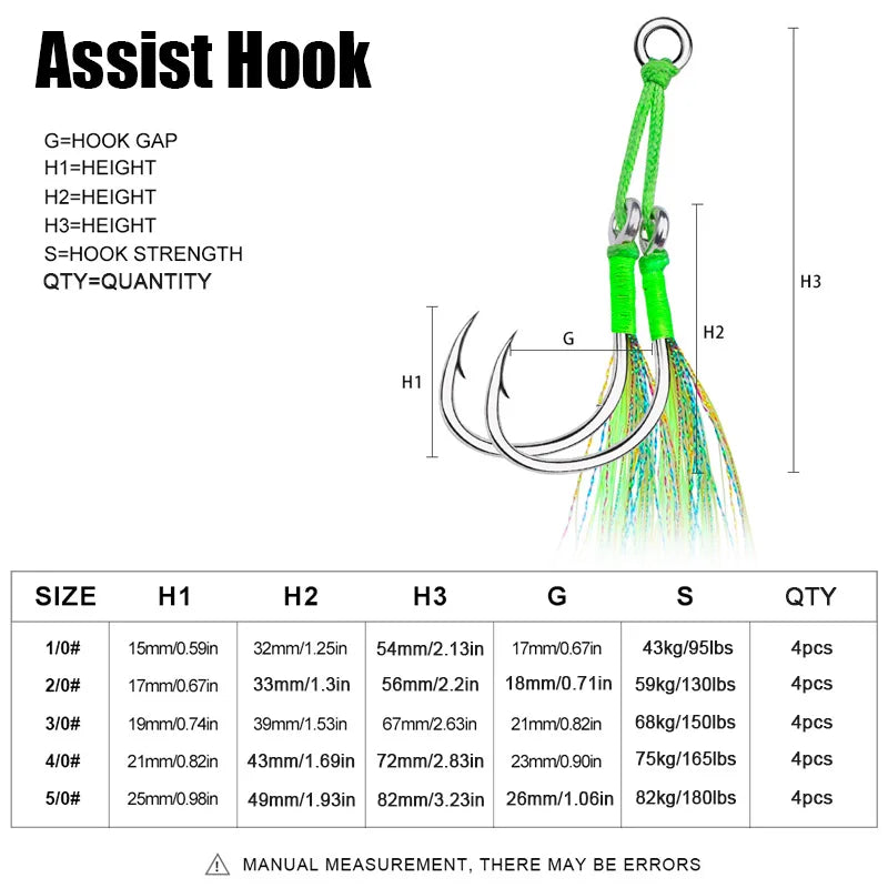 Heavy Duty Double Jig Assist Hooks For Saltwater Jigging