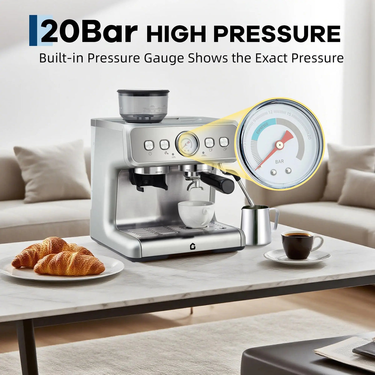 Himiss Espresso Machine With Integrated Conical Burr Grinder And Pump
