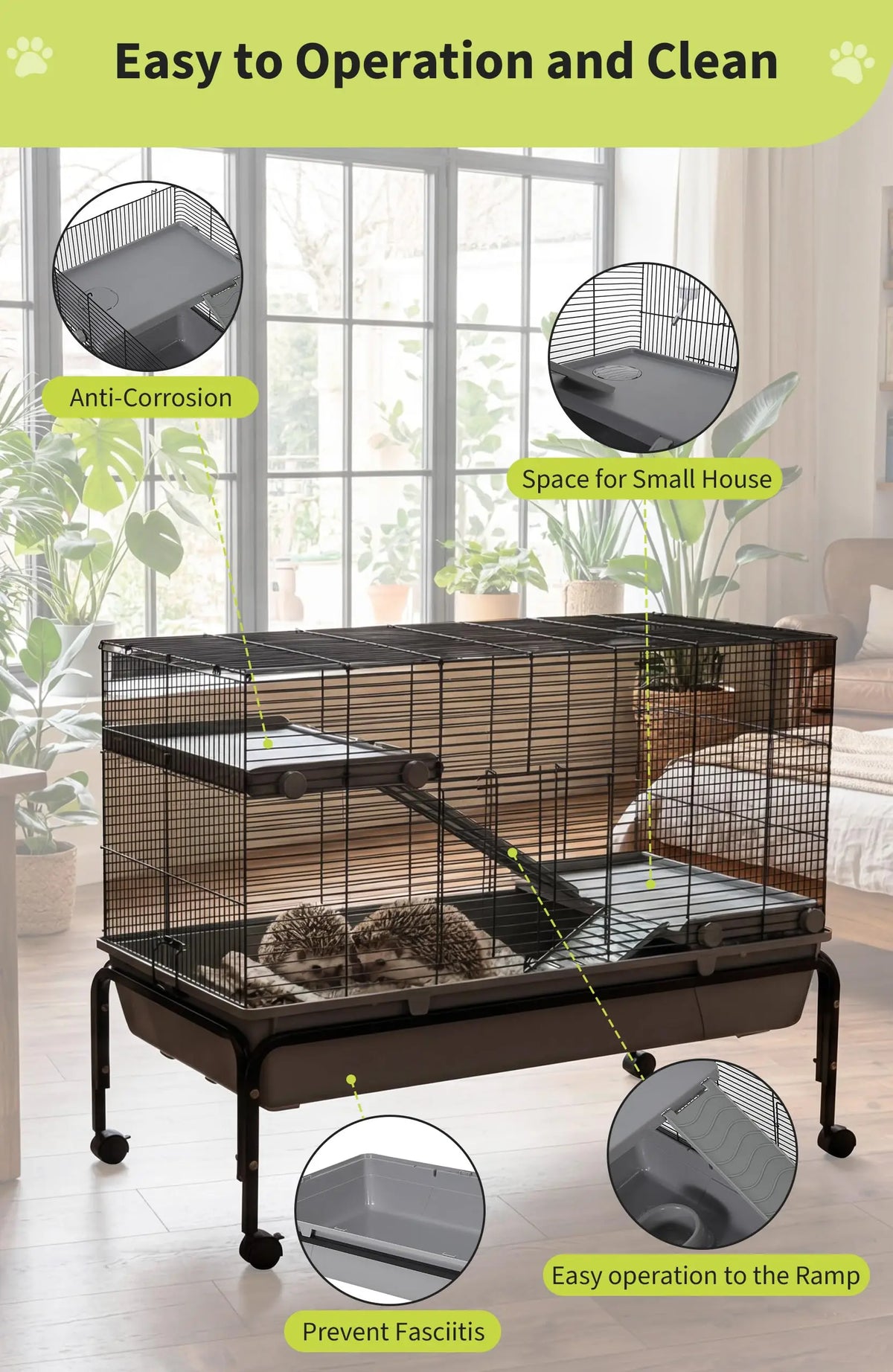HiMISS Multi Level Small Animal Cage With Detachable Stand