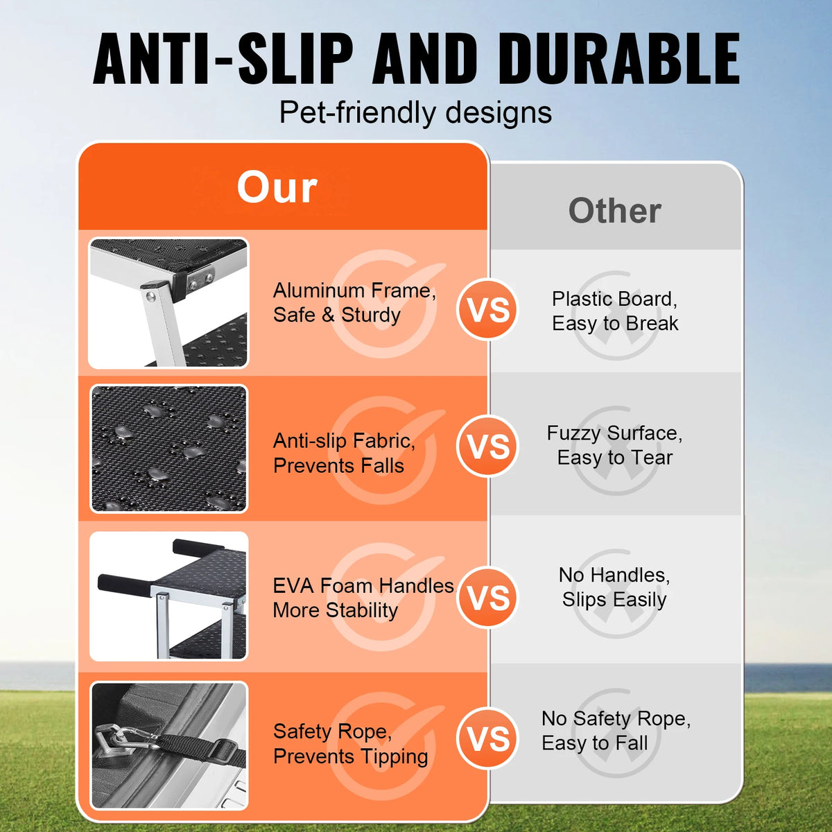 SucceBuy Folding Aluminum Dog Car Steps for SUVs and Trucks