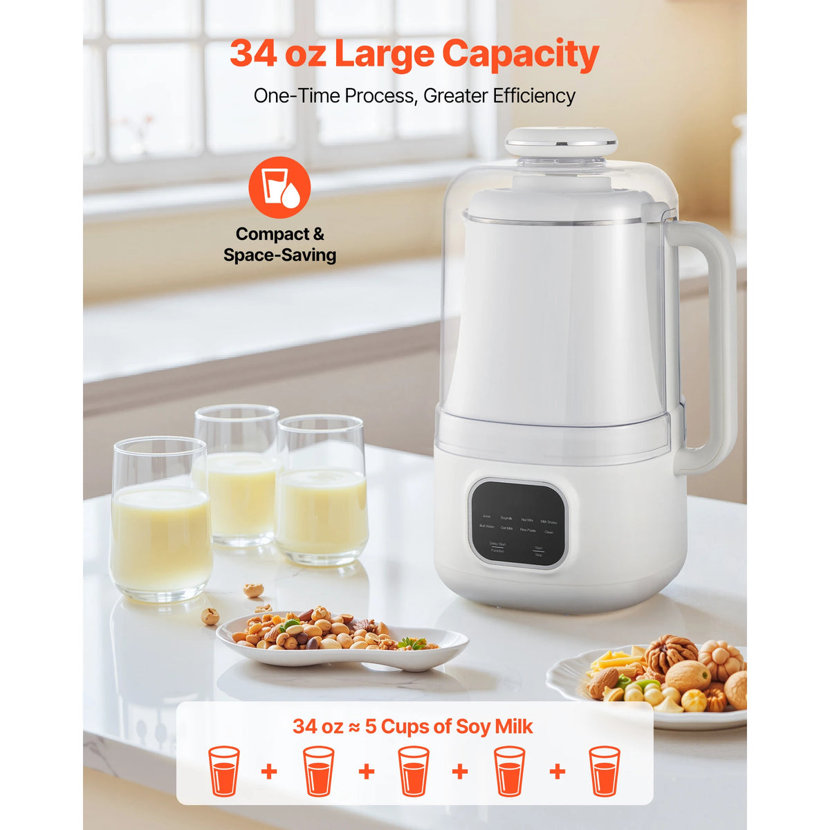 Smart Nut Milk Maker With Self Cleaning And Delay Function
