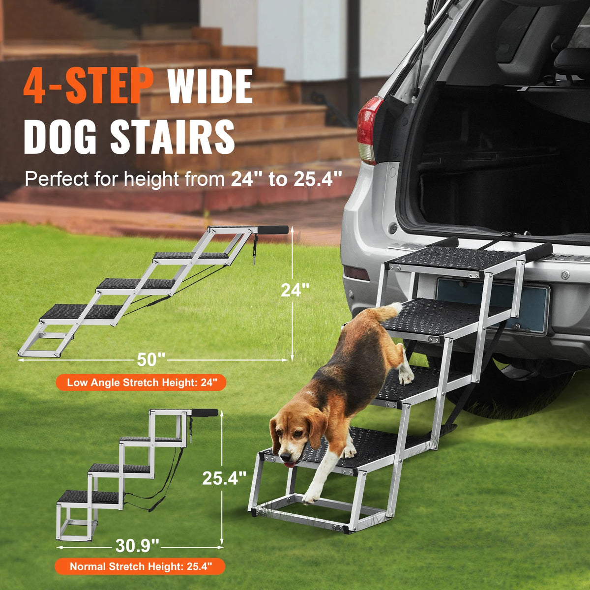 SucceBuy Folding Aluminum Dog Car Steps for SUVs and Trucks
