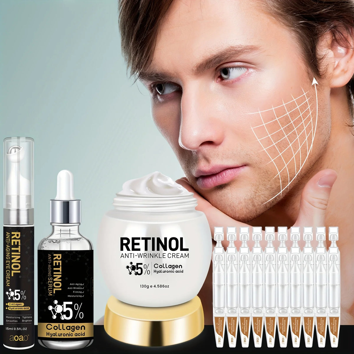 Aoao Men Retinol Deep Hydration Anti Wrinkle Skincare Kit