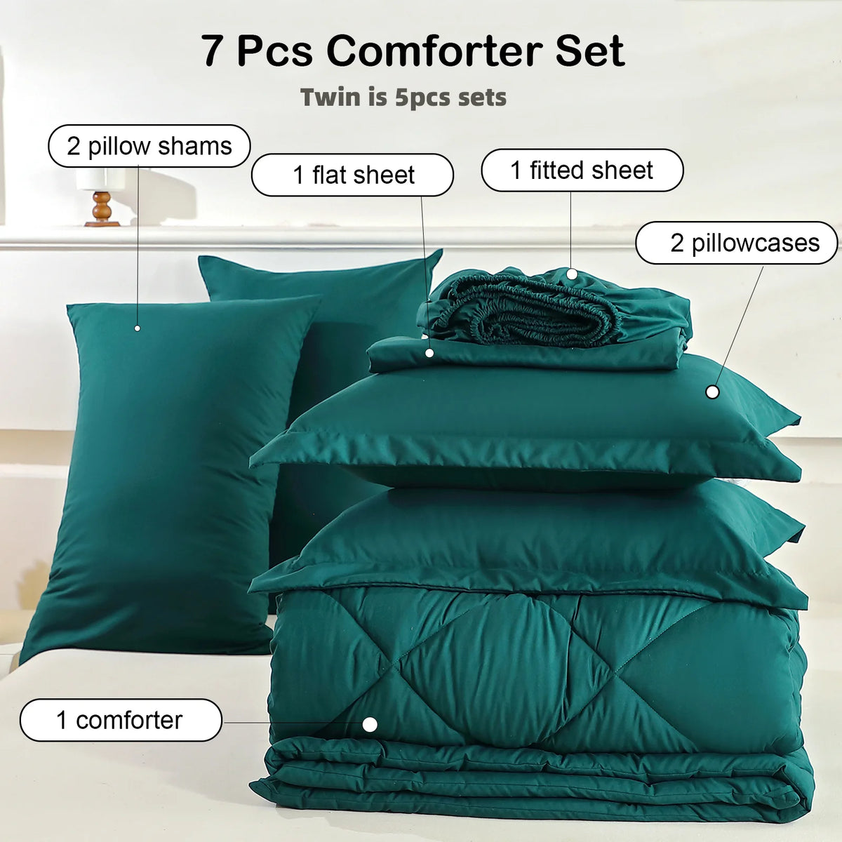 Easyyum Quilted Polyester Bedding Set With Comforter Sheet And Pillowcases