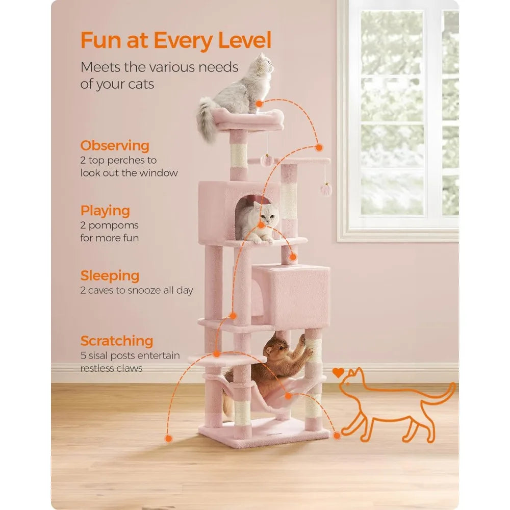 NBVCX Multi Level Cat Tree Condo With Scratching Posts Hammock