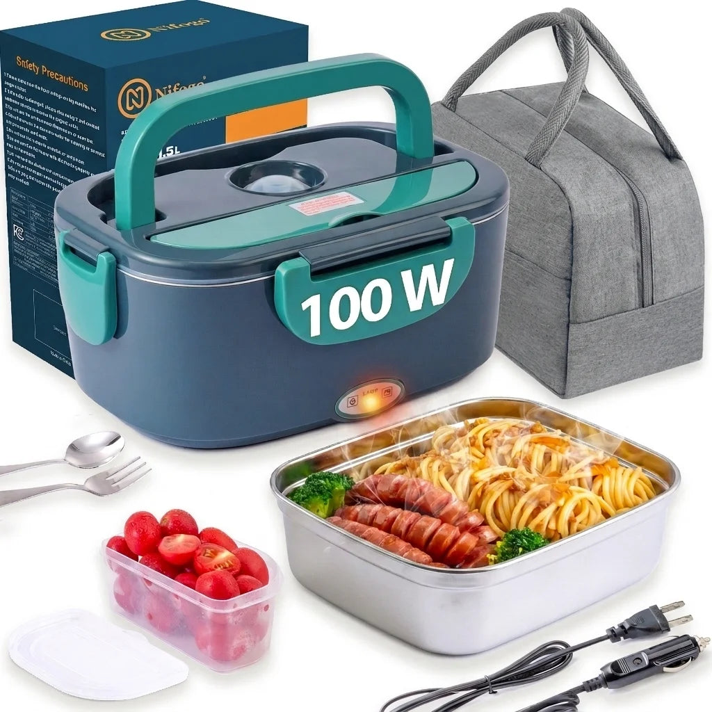 Portable Electric Heating Lunch Box With Stainless Steel Food Warmer