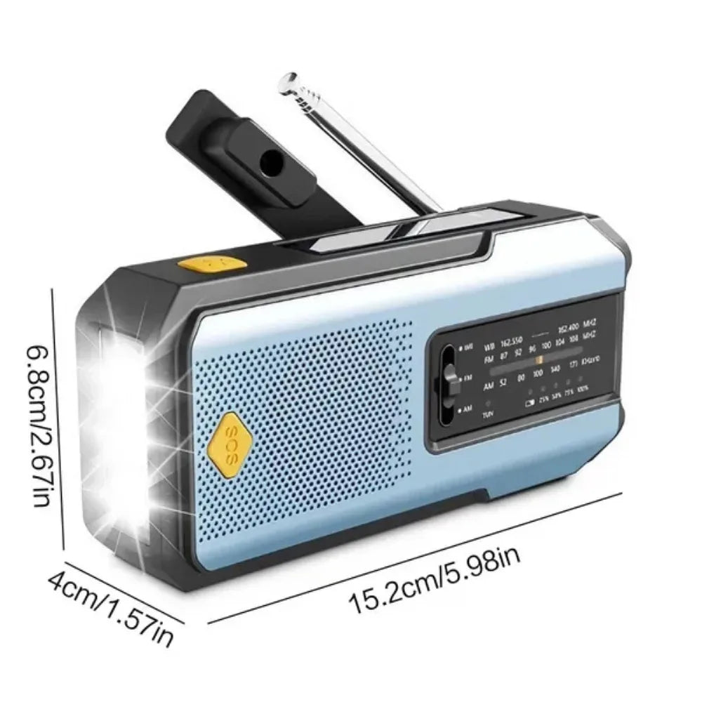 STONEGO Emergency Solar Hand Crank NOAA Weather Radio Power Bank