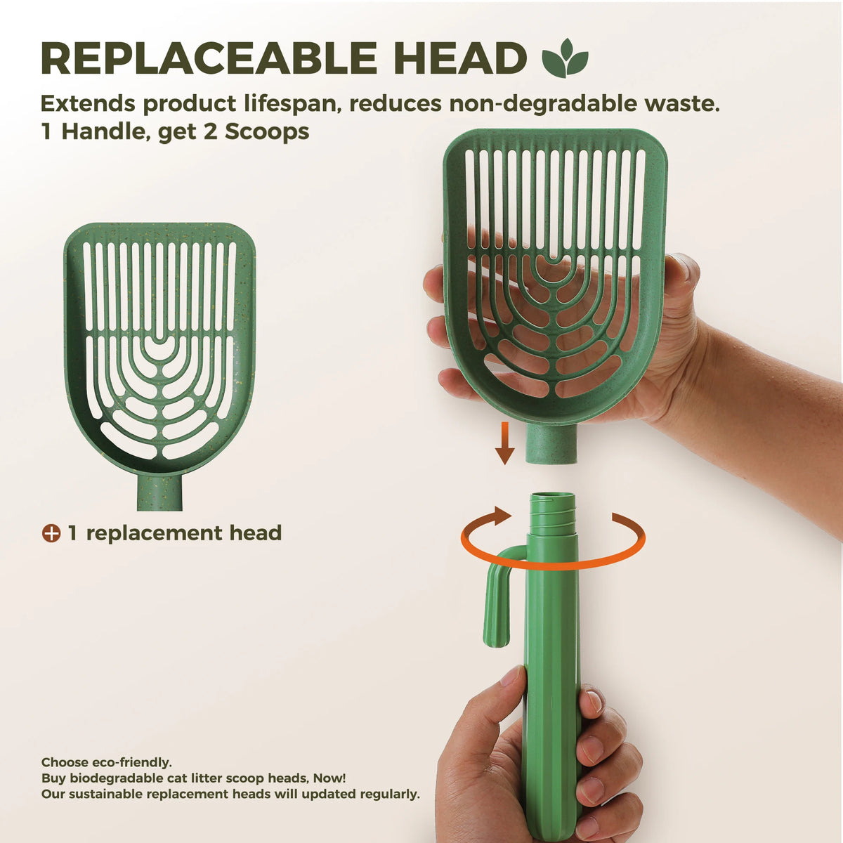 Premium Cat Litter Scooper With Holder And Replaceable Shovel