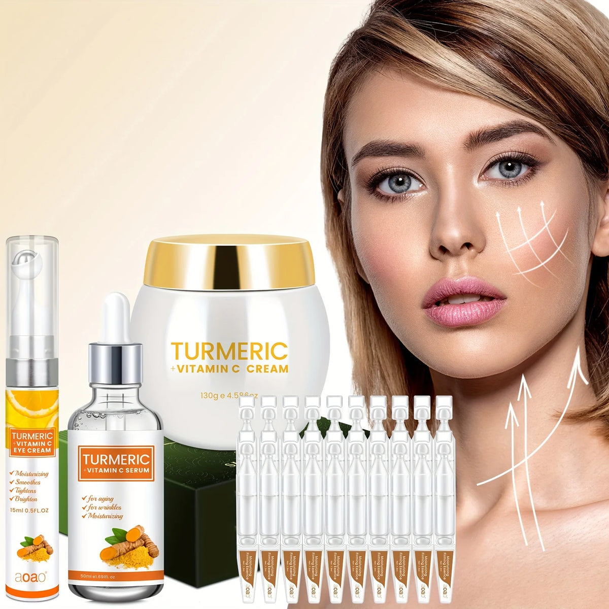 Aoao Turmeric Essence Cream Skincare Gift Set For Glowing Skin