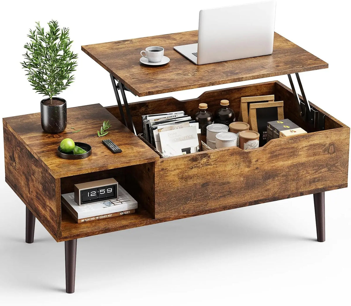 OLIXIS Lift Top Coffee Table With Hidden Storage Compartment
