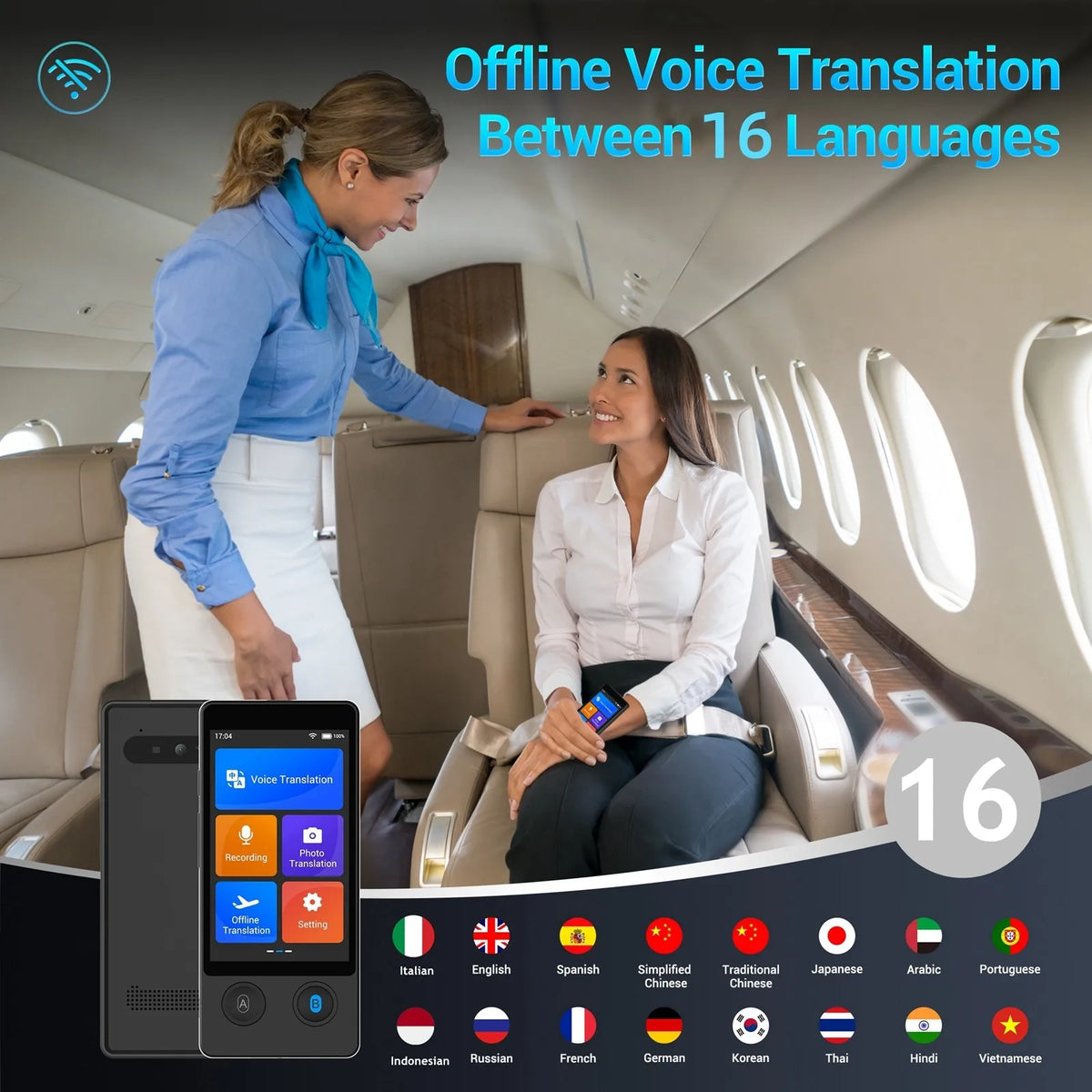 Wooask W12 Portable Voice Translator Device Featuring 144 Languages