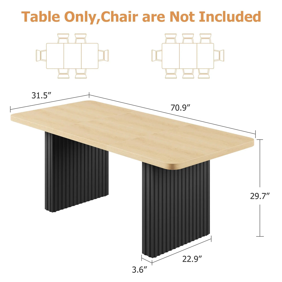 HiMiss Industrial Farmhouse Dining Table With Rustic Wood Top