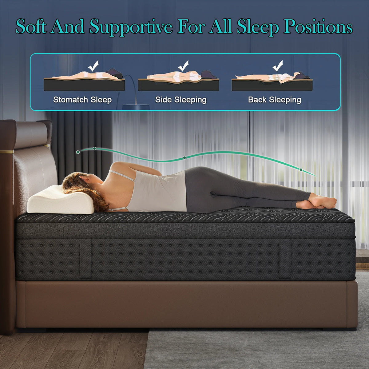 Memory Foam Hybrid Mattress With Pocket Springs Medium Firm Support