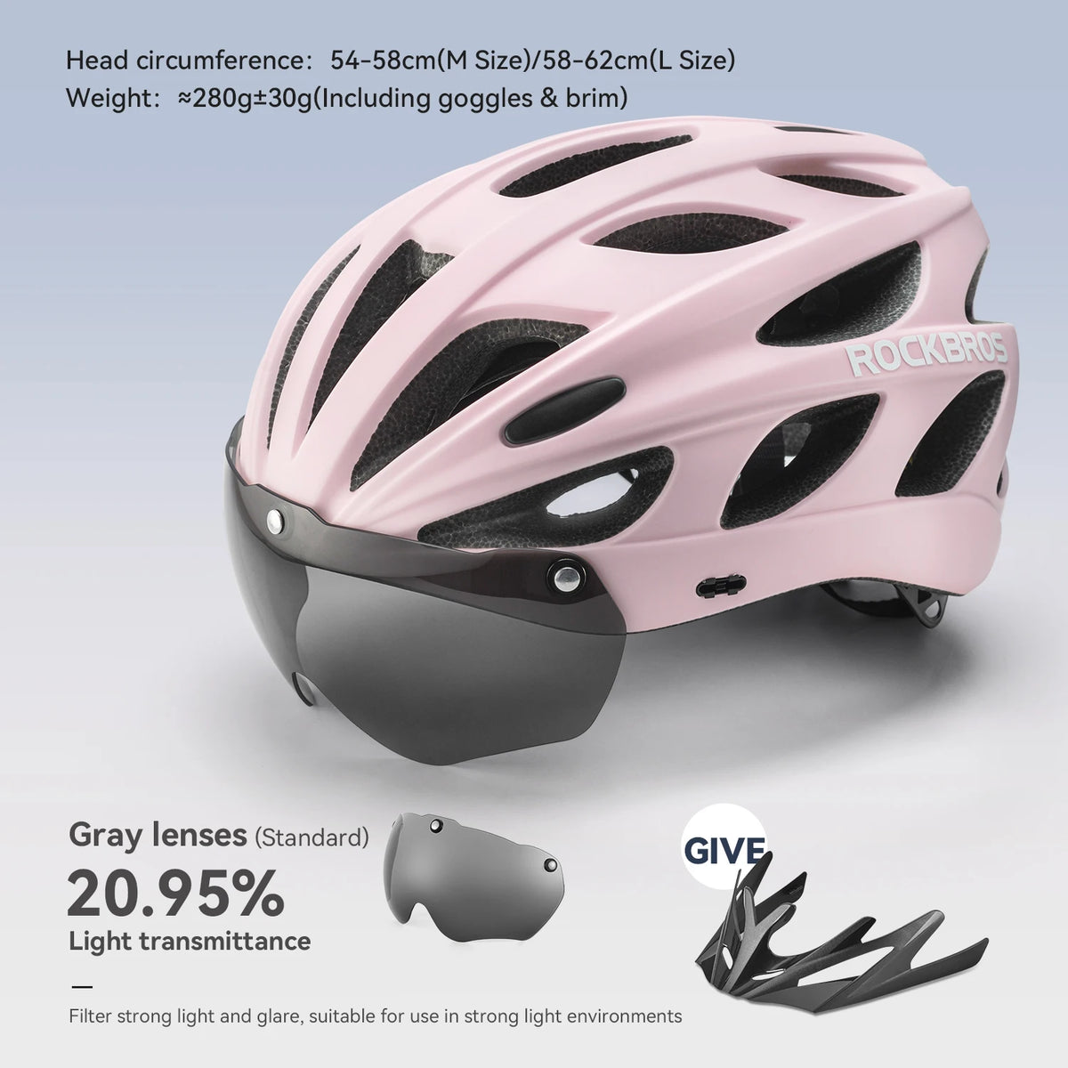 Rockbros Lightweight Cycling Helmet With Integrated Goggles For Road Biking