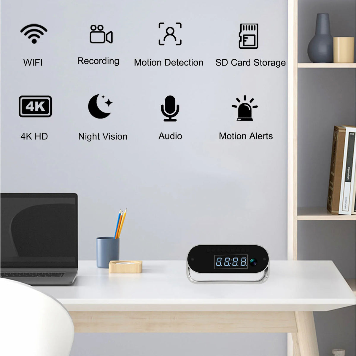 Ouvis 4K Surveillance Camera Clock With Night Vision WiFi