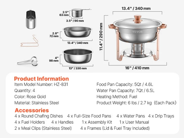SucceBuy Stainless Steel Chafing Dish Buffet Catering Warmer Set