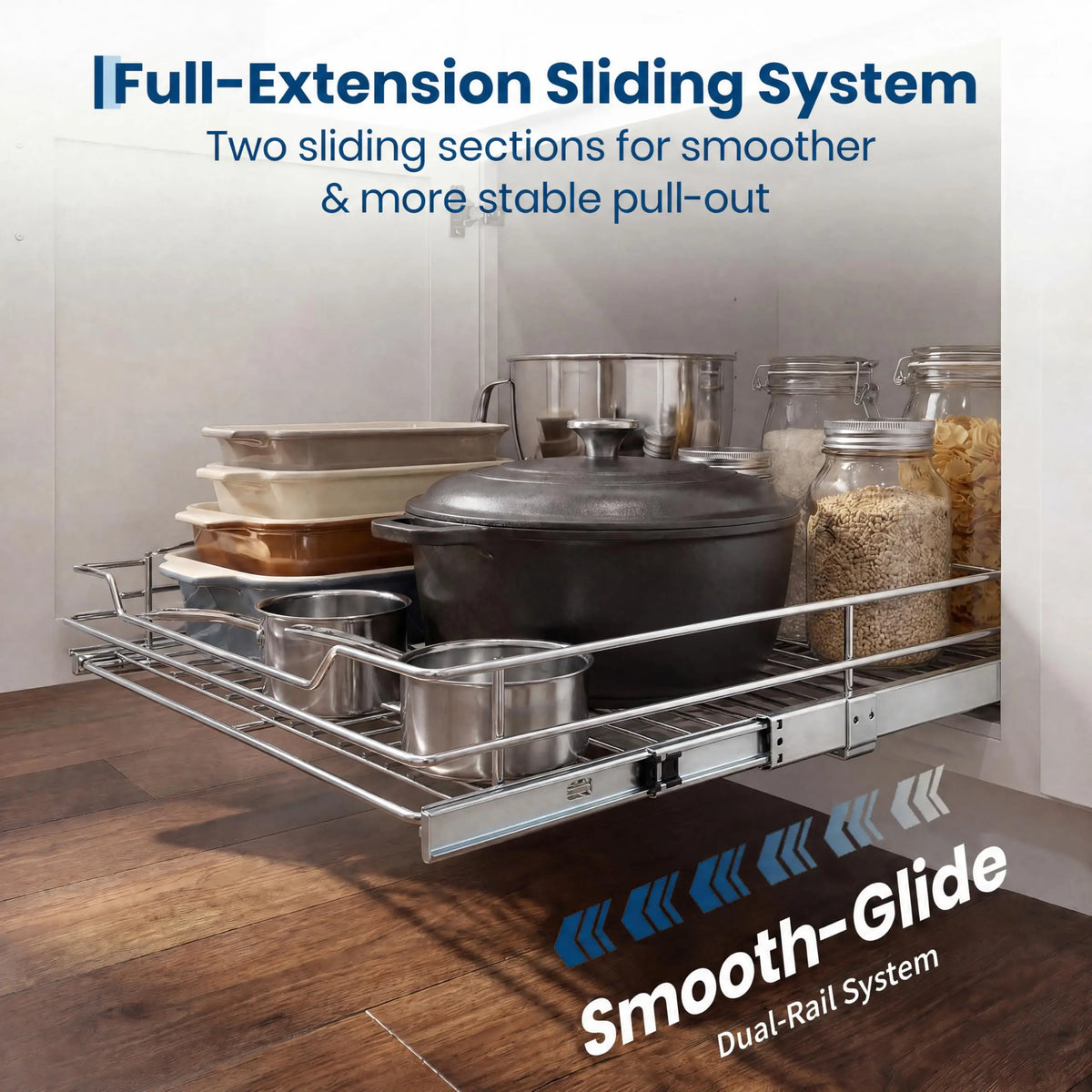 HiMISS Heavy Duty Stainless Steel Pull Out Cabinet Organizer