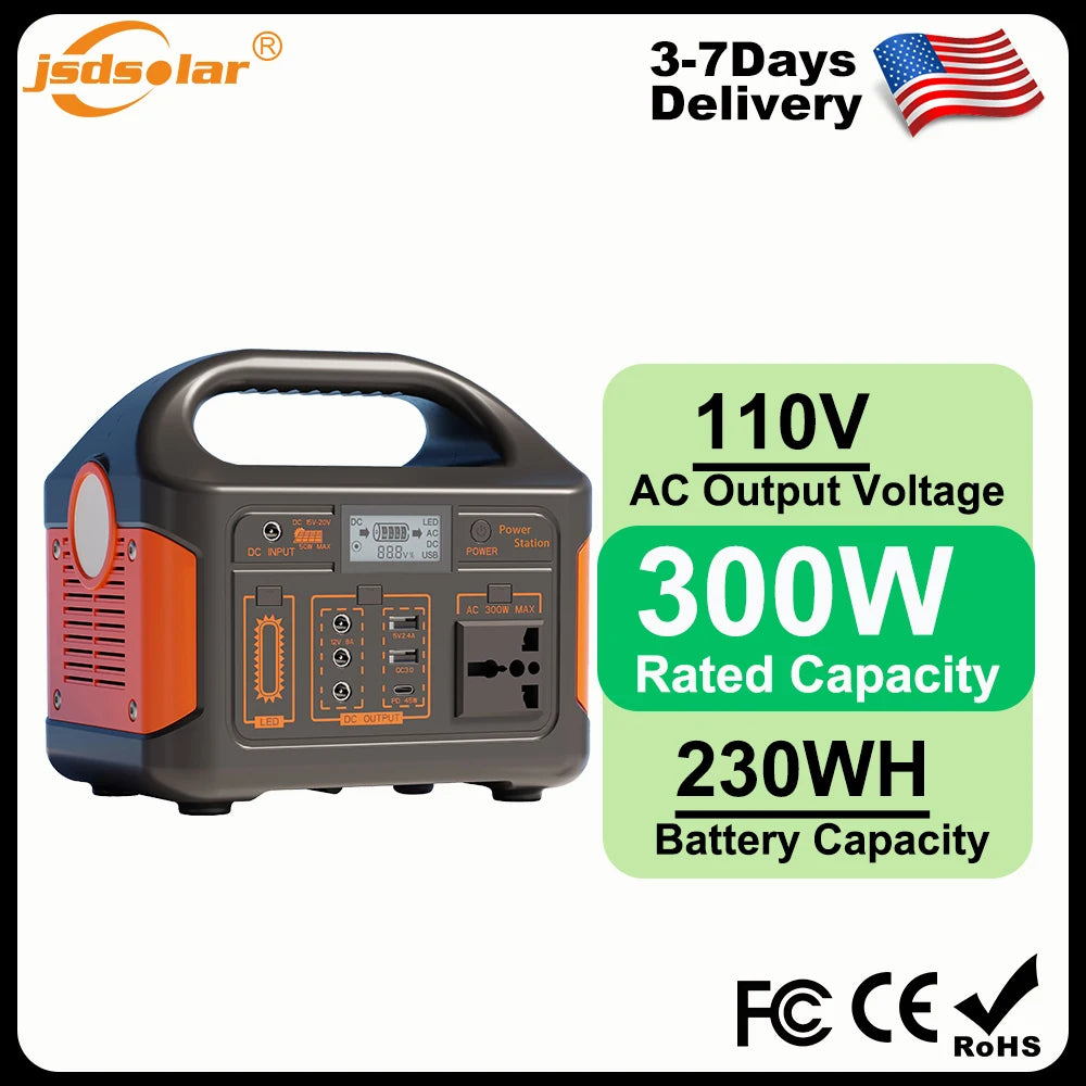GaiaRay 300W Portable Power Station With AC Outlet LED Light