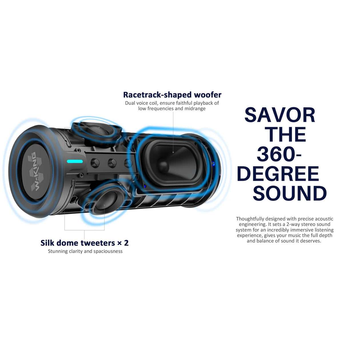 W-King 40W Bluetooth Waterproof Portable Speaker With App Control