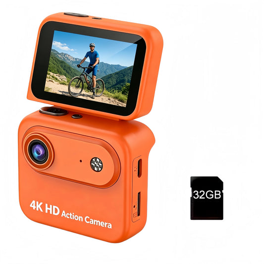 Portable 4K Flip Screen Action Camera With Wide Angle Lens