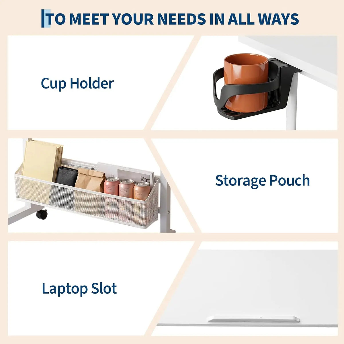 HiMISS Adjustable Standing Desk With Rolling Storage Shelves