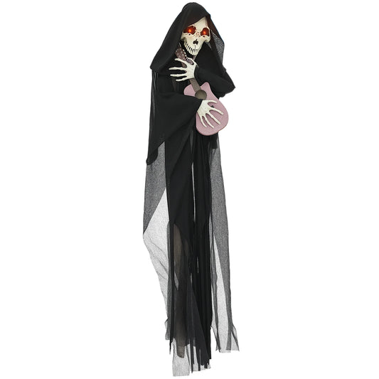 Guitar Playing Grim Reaper Outdoor Halloween Animatronic Decoration