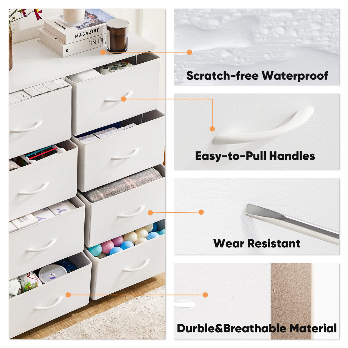 JHK Eight Drawer Fabric Storage Wardrobe With Steel Frame