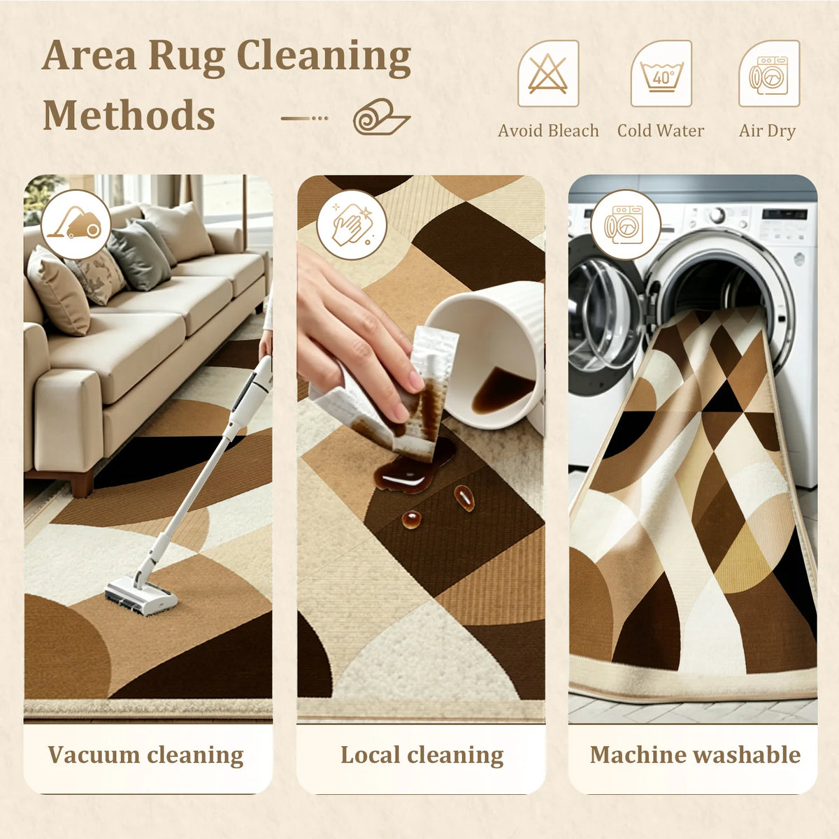 Abstract Geometric Velvet Area Rug Machine Washable Plush Floor Mat