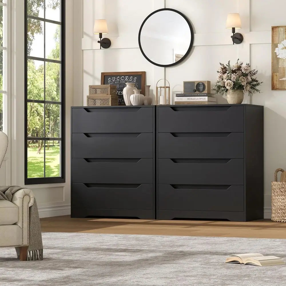 Lism Modern Engineered Wood Four Drawer Dresser With Storage