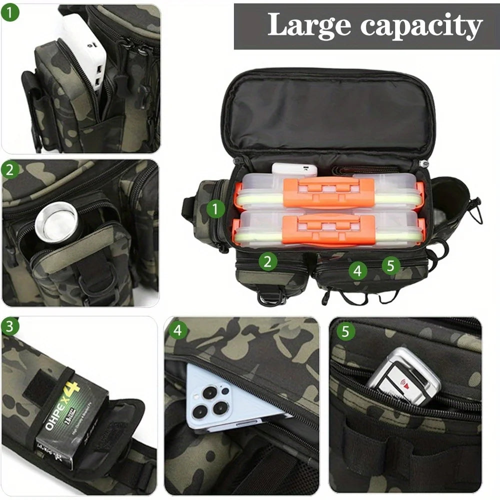 Nylon Fishing Tackle Waist Bag For Camping And Hiking